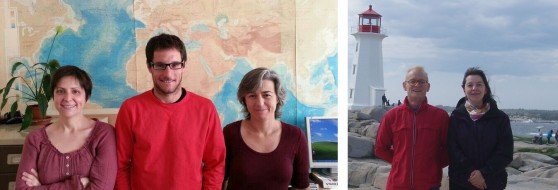 Collaborator research scientists in Vigo. In the left photography, from the IIM : (left to right) Rosario Domínguez, Alexandre Alonso and Mónica Mandado. In the right photo, from the IEO , Fernando González and  Diana González.